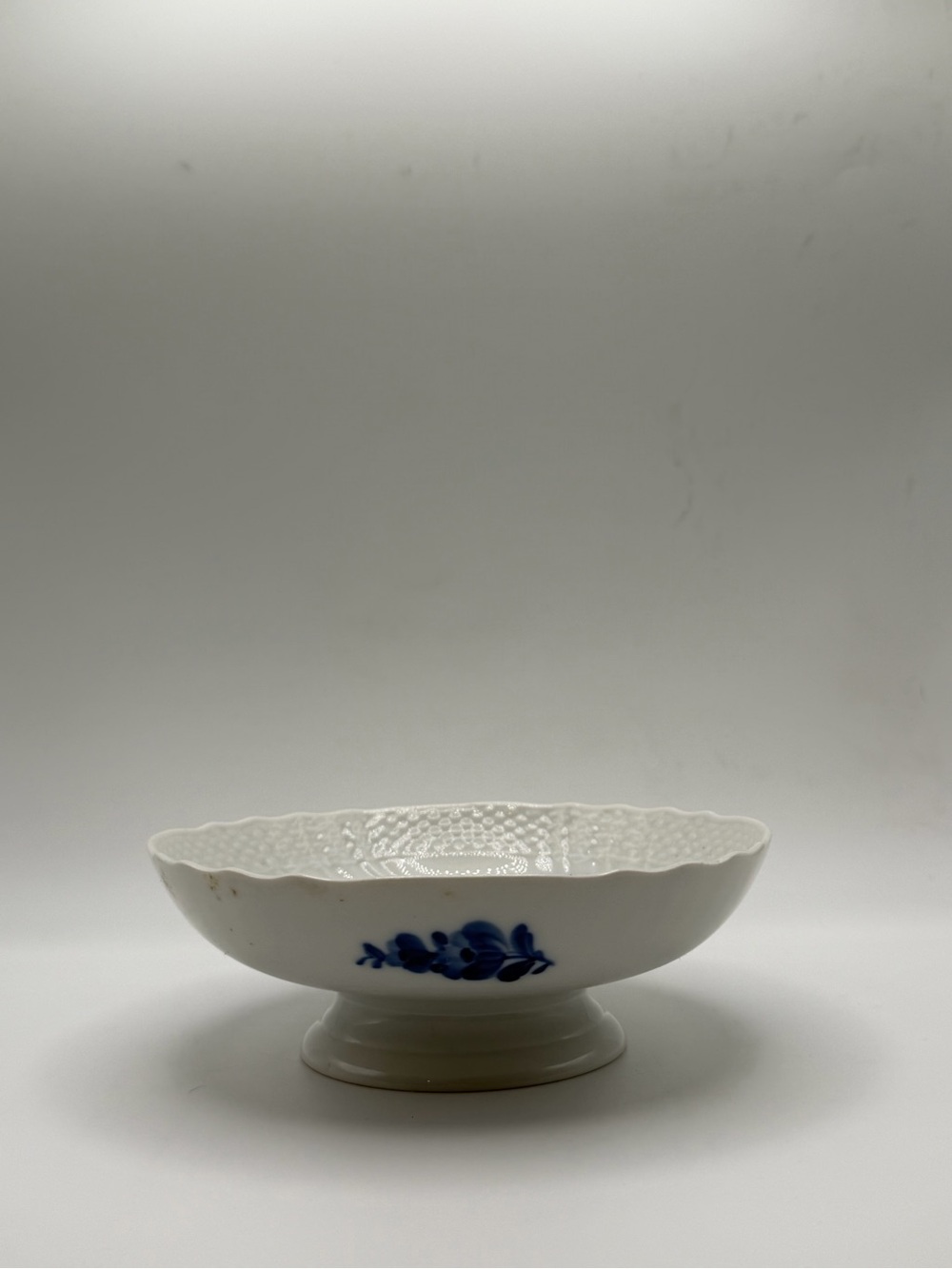 Royal Copenhagen Denmark Floral Low Footed Cake Plate/Bowl - Blue & White.